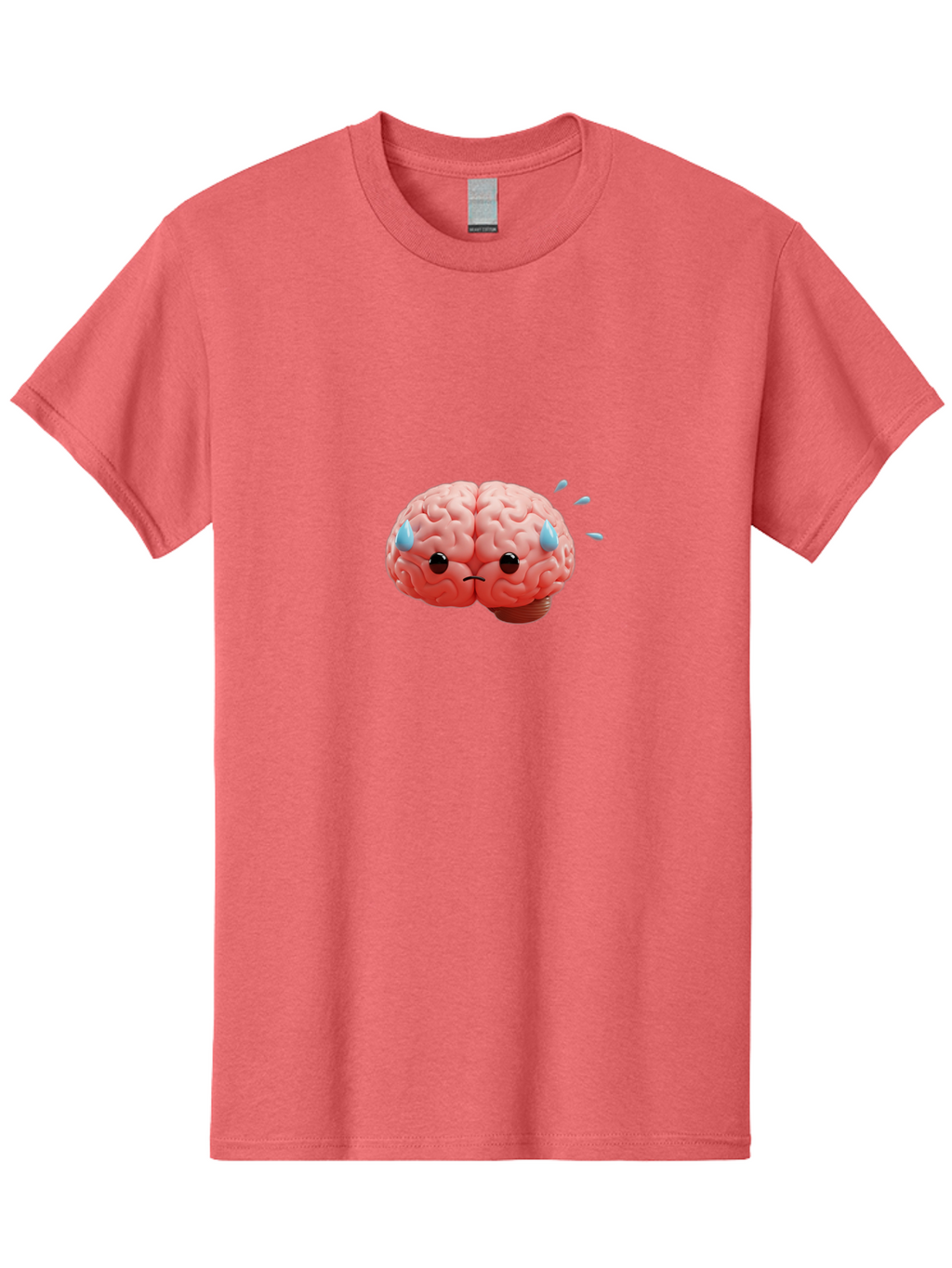 Sad-Brain-1 Men'S Graphic Tee, 100% Cotton, Comfortable Casual Summer Wear, Machine Washable, Sad Brain, Brain With Face, Frowning Brain, Frustrated Thinking, Mental Health, Emotional Brain, Crying Brain, Sad Emotions, Brain Drain, Bab367