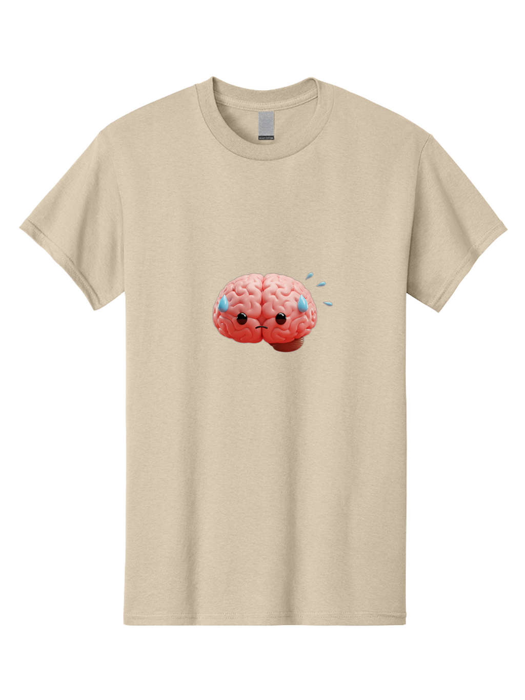 Sad-Brain-1 Men'S Graphic Tee, 100% Cotton, Comfortable Casual Summer Wear, Machine Washable, Sad Brain, Brain With Face, Frowning Brain, Frustrated Thinking, Mental Health, Emotional Brain, Crying Brain, Sad Emotions, Brain Drain, Bab367