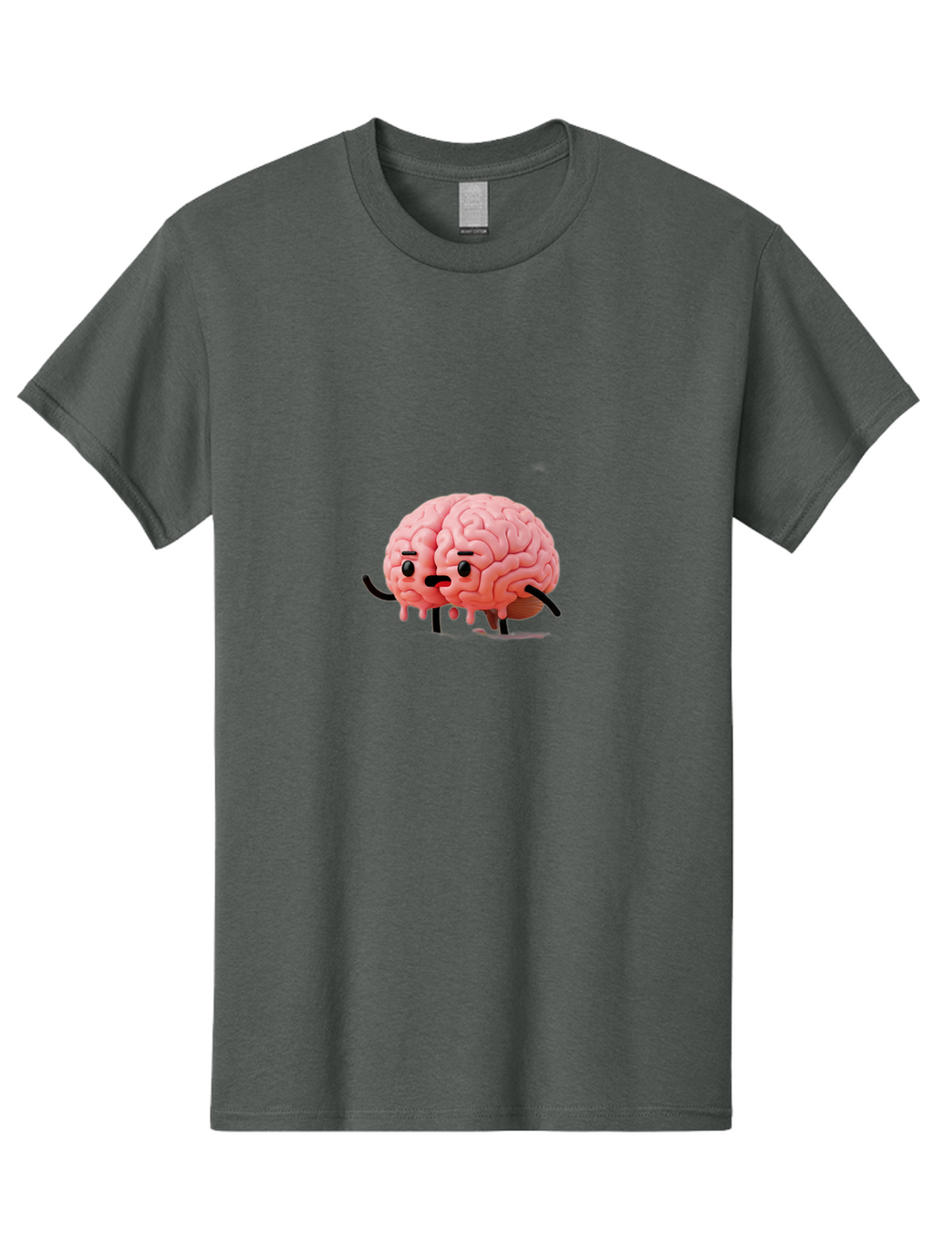 Sad-Brain-3 Men'S Graphic Tee, 100% Cotton, Comfortable Casual Summer Wear, Machine Washable, Cartoon Brain Character, Anthropomorphic Brain, Pink Brain Illustration, Brain With Face, Humorous Brain Design, Gooey Brain Texture, Thinking Brain, Bab369