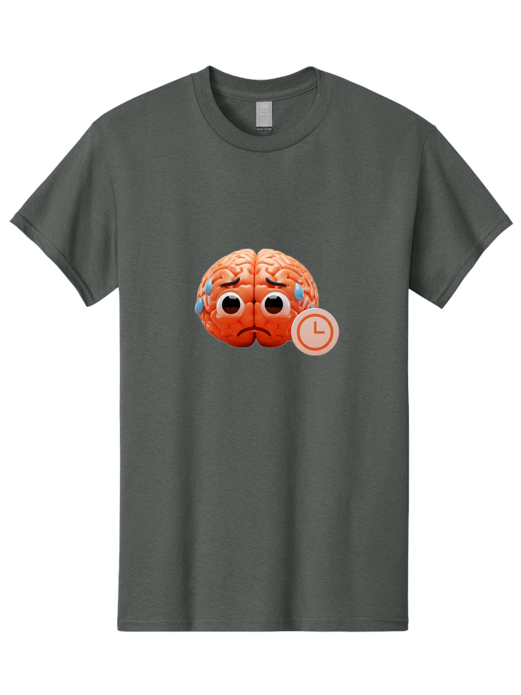 Sad-Brain Men'S Graphic Tee, 100% Cotton, Comfortable Casual Summer Wear, Machine Washable, Sad Brain, Stressed Brain, Anxiety, Frowning Face, Tears, Mental Health, Brain Fatigue, Stress Emotions, Frustration, Cartoon Brain Bab371