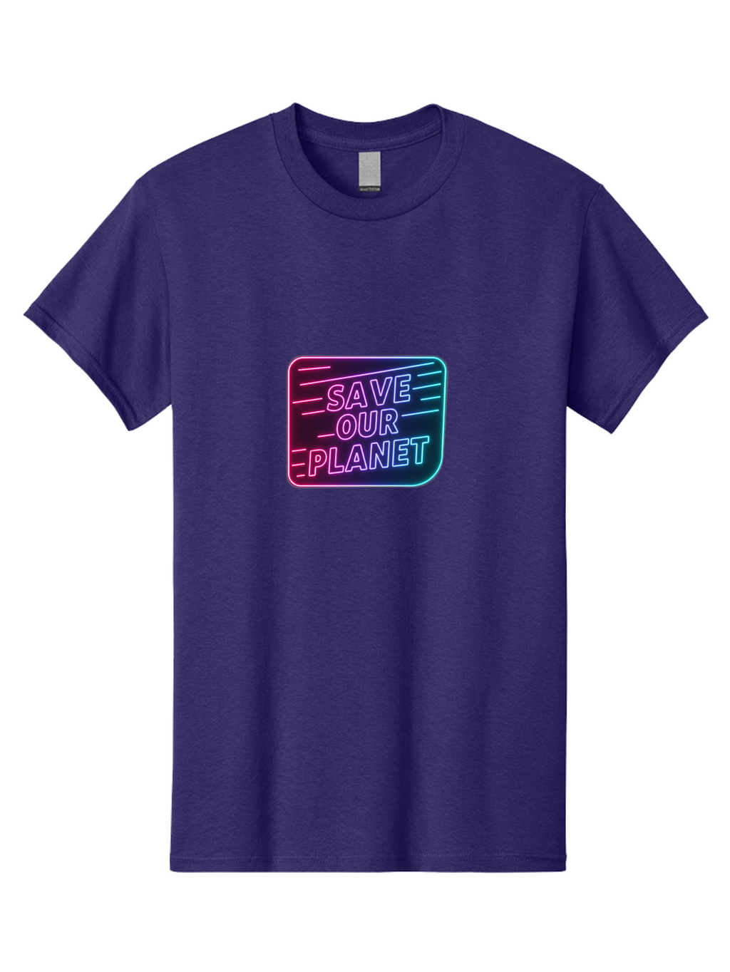 Save-Our-Planet-3 Men'S Graphic Tee, 100% Cotton, Comfortable Casual Summer Wear, Machine Washable, Neon Sign, Save Our Planet, Environmental Awareness, Eco-Friendly Message, Sustainability, Conservation, Activism, Social Impact, Neon Lights Bab379