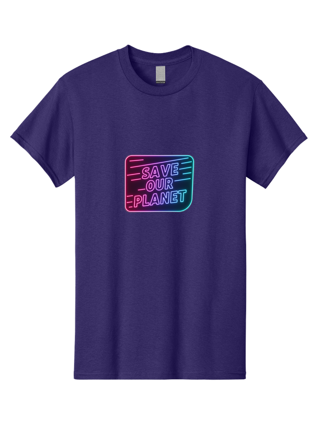 Save-Our-Planet-3 Men'S Graphic Tee, 100% Cotton, Comfortable Casual Summer Wear, Machine Washable, Neon Sign, Save Our Planet, Environmental Awareness, Eco-Friendly Message, Sustainability, Conservation, Activism, Social Impact, Neon Lights Bab379
