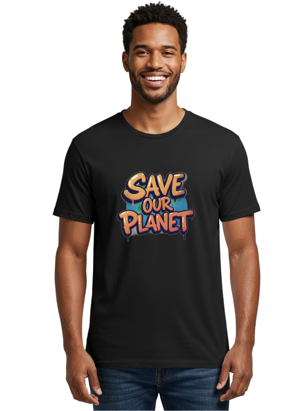 Save-Our-Planet-7 Men'S Graphic Tee, 100% Cotton, Comfortable Casual Summer Wear, Machine Washable, Save The Planet, Eco Friendly, Environmental Awareness, Sustainability, Climate Change, Earth Protection, Green Movement, Conservation Efforts, Bab383