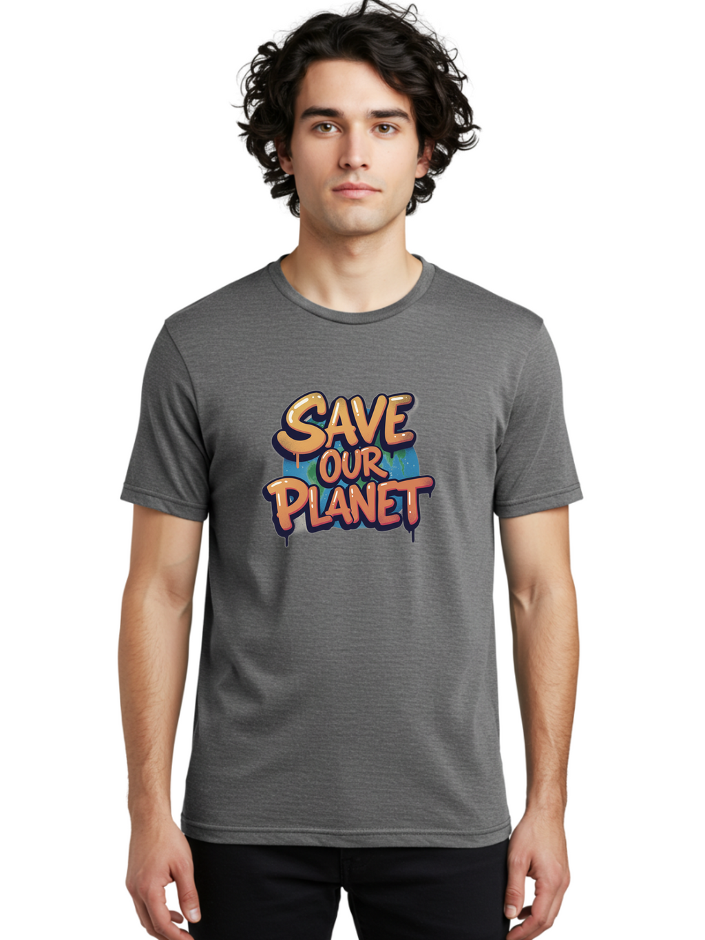 Save-Our-Planet-7 Men'S Graphic Tee, 100% Cotton, Comfortable Casual Summer Wear, Machine Washable, Save The Planet, Eco Friendly, Environmental Awareness, Sustainability, Climate Change, Earth Protection, Green Movement, Conservation Efforts, Bab383