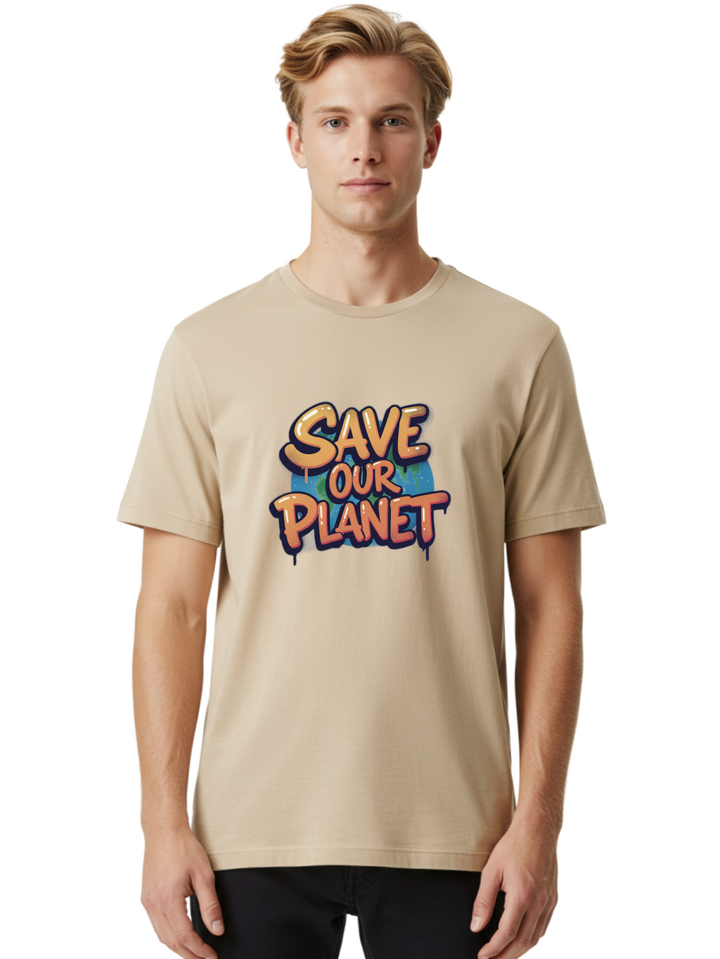 Save-Our-Planet-7 Men'S Graphic Tee, 100% Cotton, Comfortable Casual Summer Wear, Machine Washable, Save The Planet, Eco Friendly, Environmental Awareness, Sustainability, Climate Change, Earth Protection, Green Movement, Conservation Efforts, Bab383