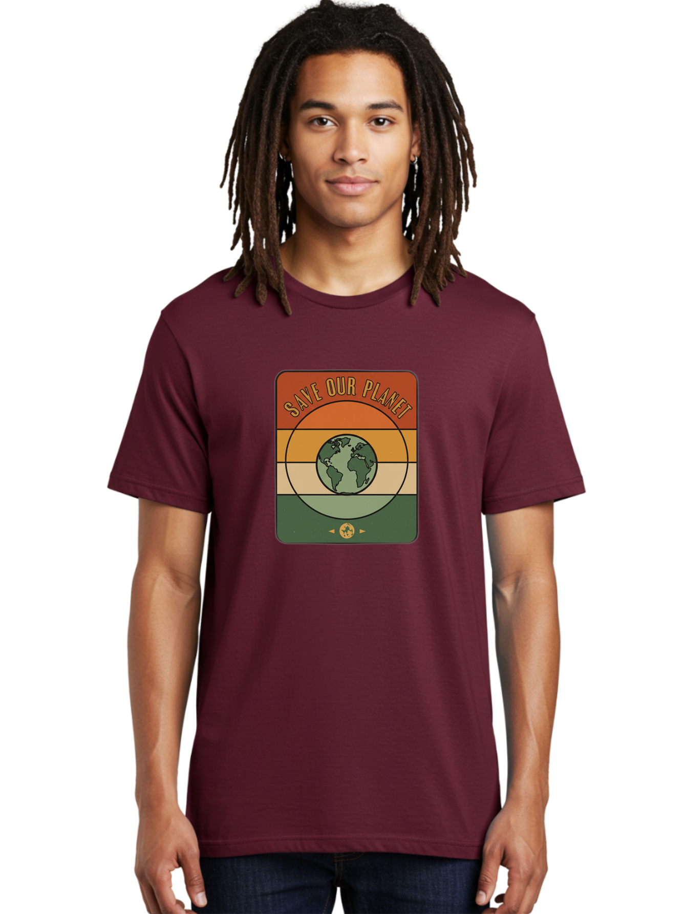 Save-Our-Planet Men'S Graphic Tee, 100% Cotton, Comfortable Casual Summer Wear, Machine Washable, Earth Conservation, Environmental Protection, Save Our Planet, Eco Friendly, Global Sustainability, Green Initiative, Retro Style, Bab385
