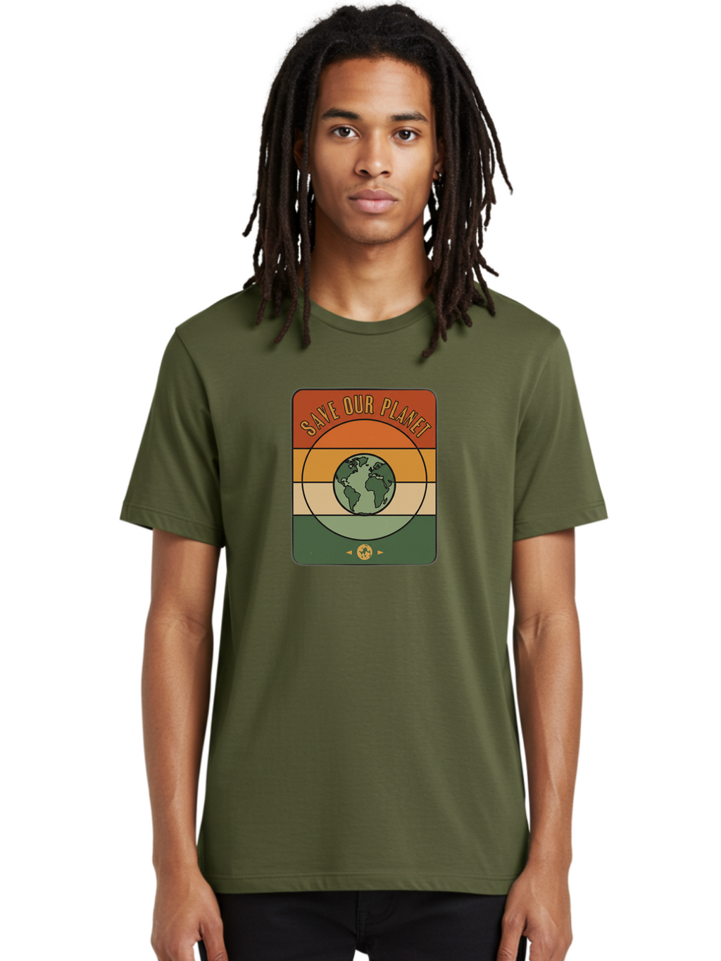 Save-Our-Planet Men'S Graphic Tee, 100% Cotton, Comfortable Casual Summer Wear, Machine Washable, Earth Conservation, Environmental Protection, Save Our Planet, Eco Friendly, Global Sustainability, Green Initiative, Retro Style, Bab385