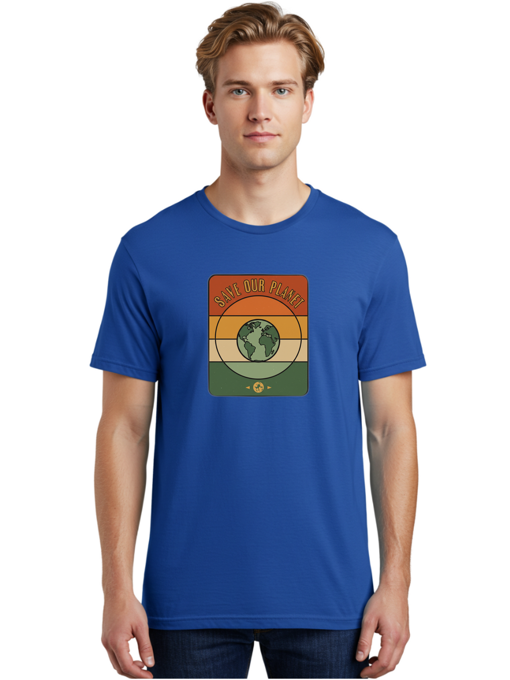Save-Our-Planet Men'S Graphic Tee, 100% Cotton, Comfortable Casual Summer Wear, Machine Washable, Earth Conservation, Environmental Protection, Save Our Planet, Eco Friendly, Global Sustainability, Green Initiative, Retro Style, Bab385