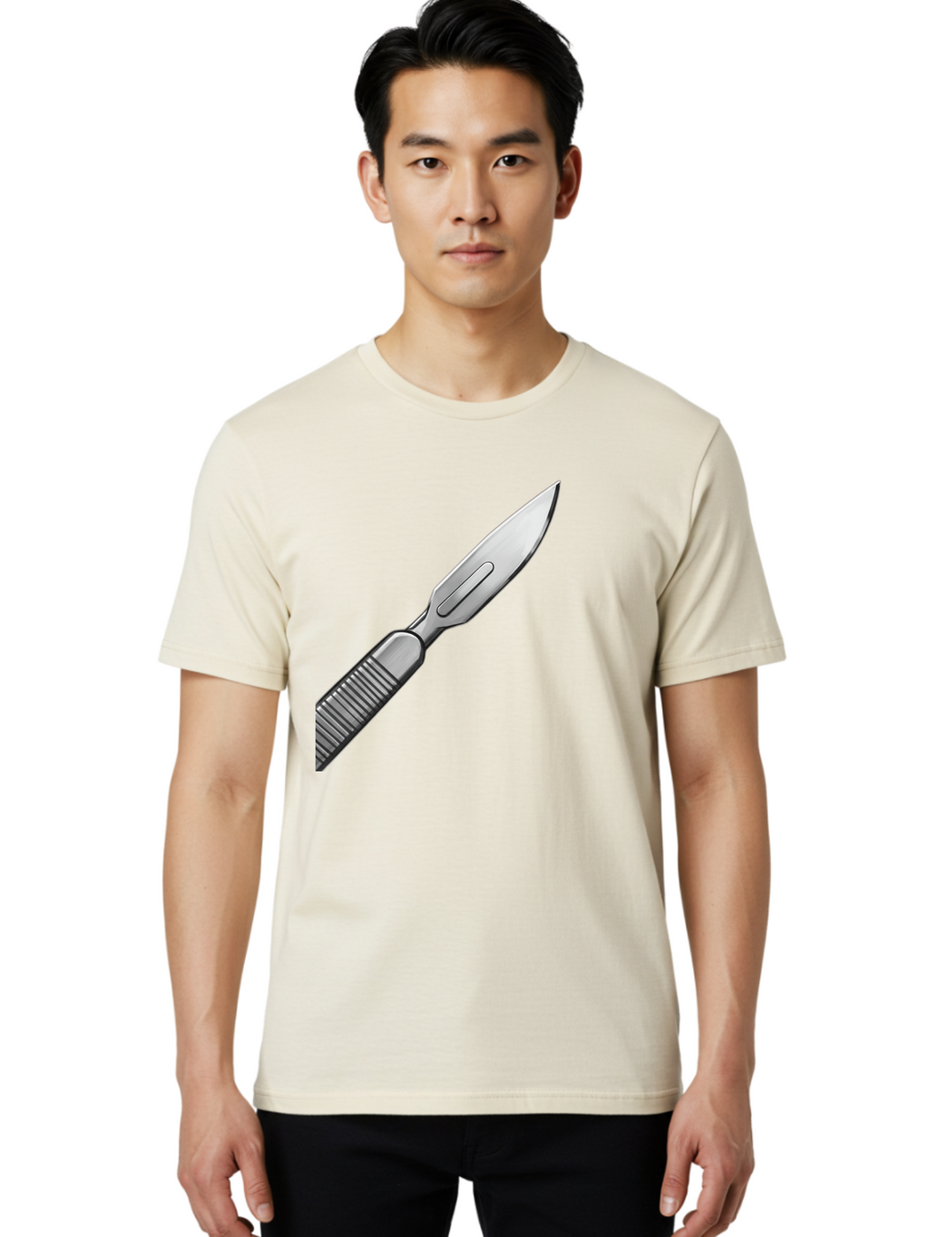 Scalpel Men'S Graphic Tee, 100% Cotton, Comfortable Casual Summer Wear, Machine Washable, Surgical Scalpel, Medical Tool, Sharp Blade, Stainless Steel, Precision Instrument, Surgical Equipment, Medical Illustration Bab386
