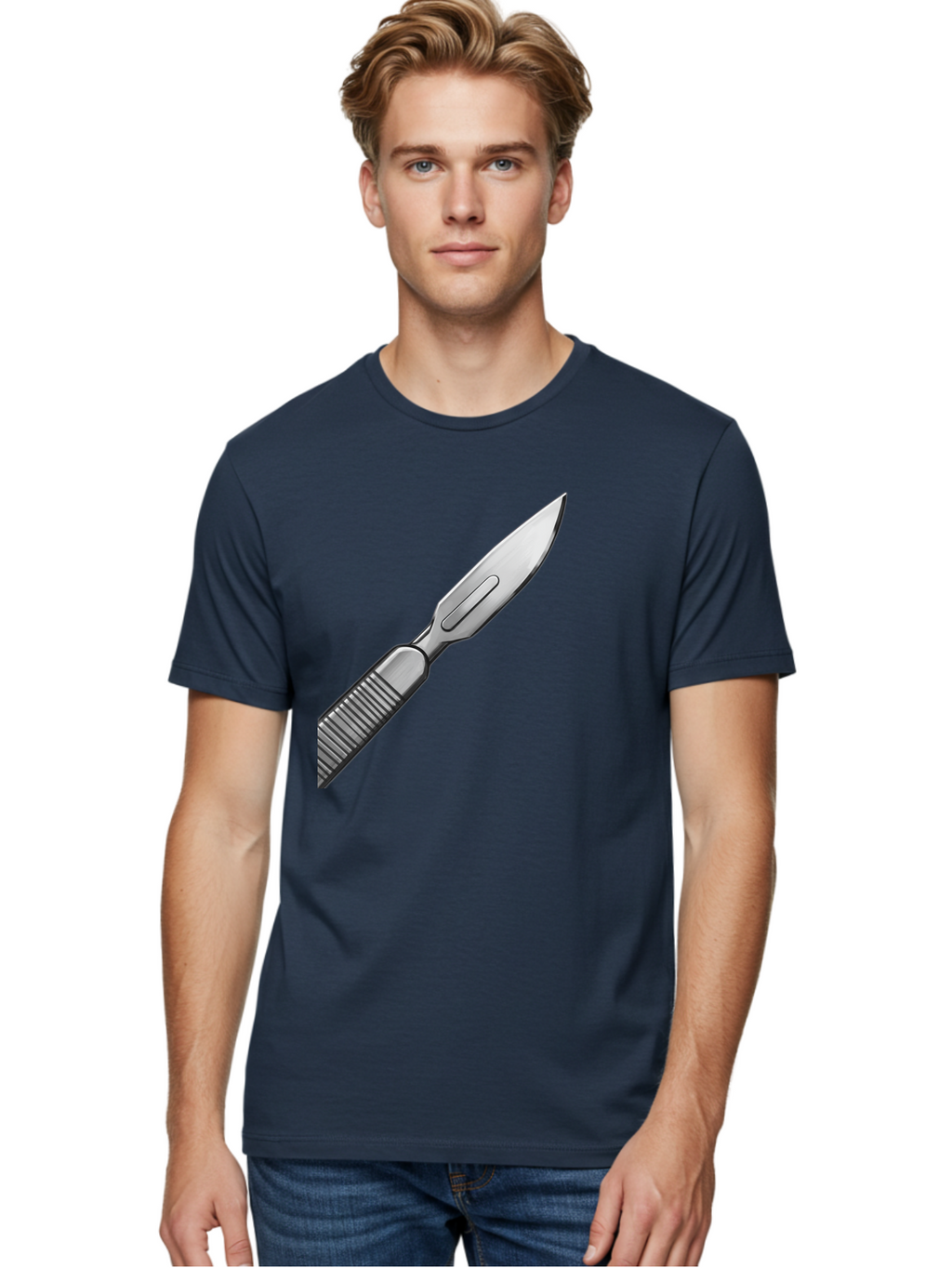 Scalpel Men'S Graphic Tee, 100% Cotton, Comfortable Casual Summer Wear, Machine Washable, Surgical Scalpel, Medical Tool, Sharp Blade, Stainless Steel, Precision Instrument, Surgical Equipment, Medical Illustration Bab386