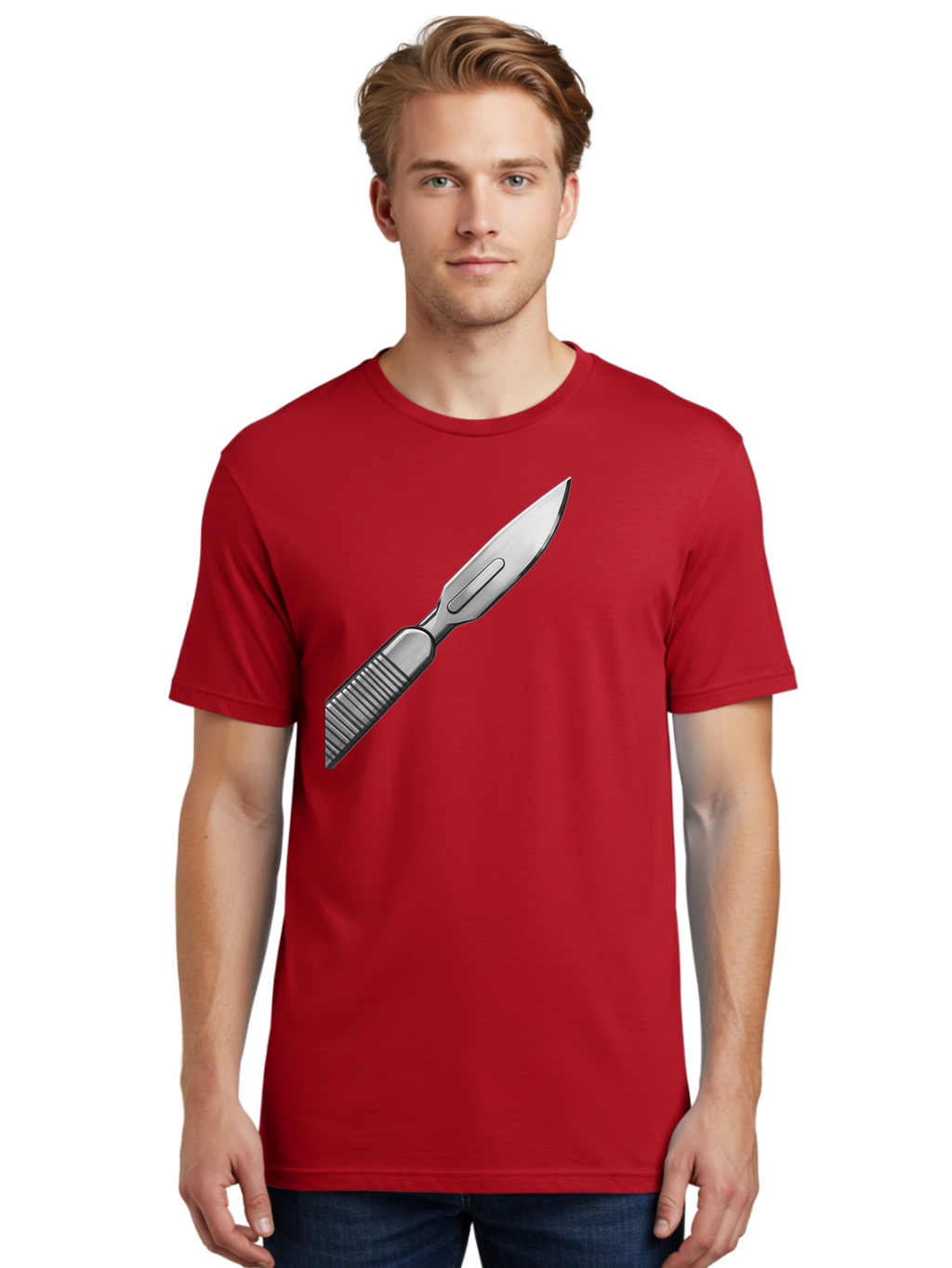 Scalpel Men'S Graphic Tee, 100% Cotton, Comfortable Casual Summer Wear, Machine Washable, Surgical Scalpel, Medical Tool, Sharp Blade, Stainless Steel, Precision Instrument, Surgical Equipment, Medical Illustration Bab386