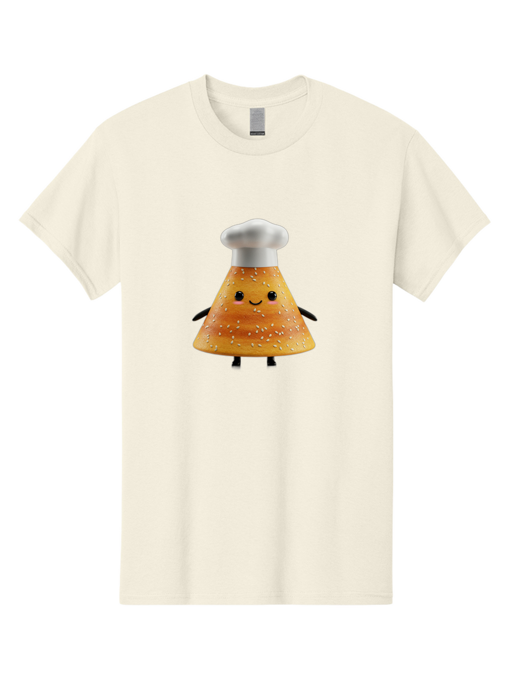 Sesame-Seed-Dosa-Chef Men'S Graphic Tee, 100% Cotton, Comfortable Casual Summer Wear, Machine Washable, Cartoon Bun With Chef Hat, Kawaii Food Character, Sesame Seed Bun, Culinary Theme, Whimsical Illustration, Baking Concept, Cute Mascot, Bab391