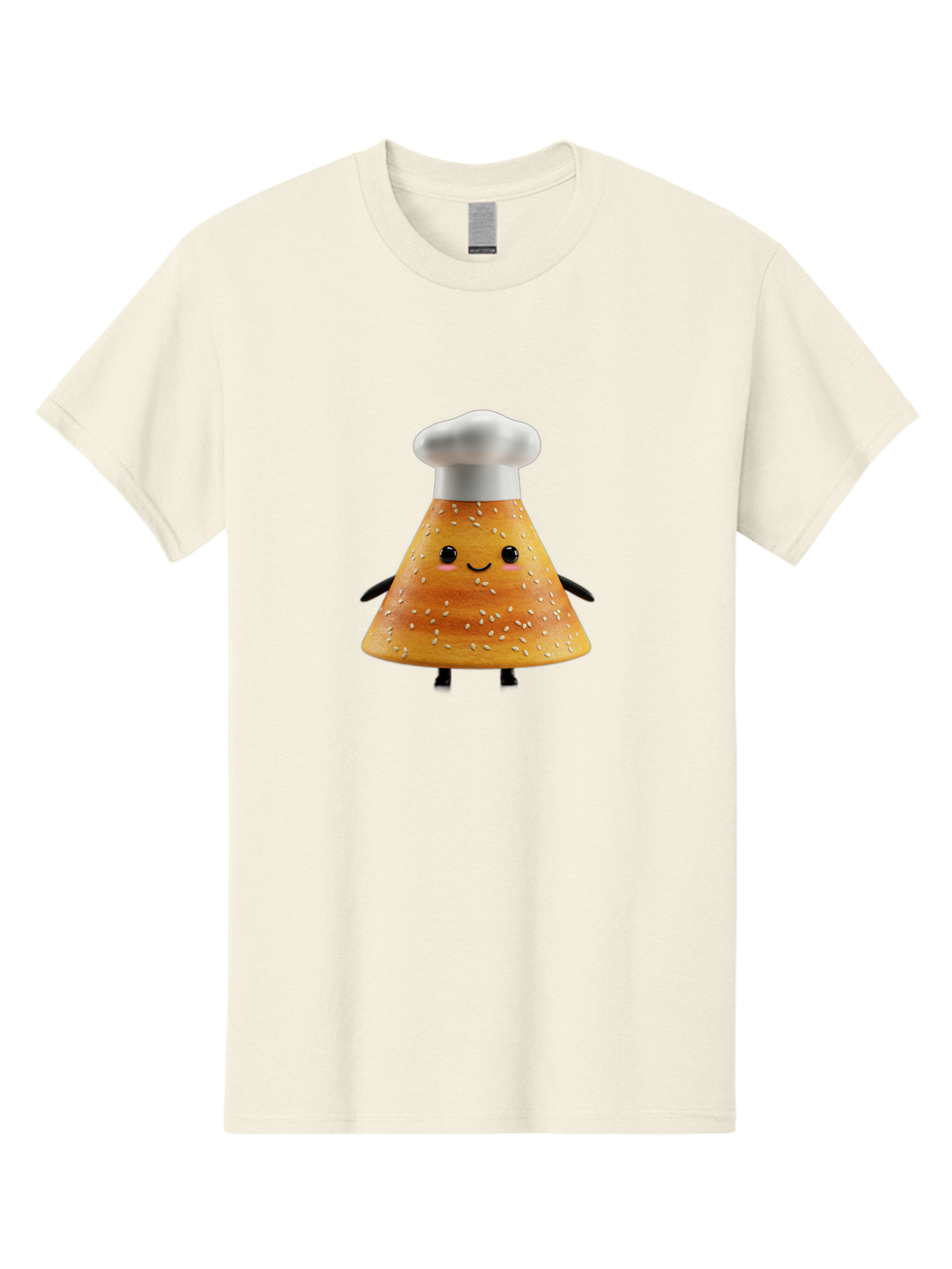 Sesame-Seed-Dosa-Chef Men'S Graphic Tee, 100% Cotton, Comfortable Casual Summer Wear, Machine Washable, Cartoon Bun With Chef Hat, Kawaii Food Character, Sesame Seed Bun, Culinary Theme, Whimsical Illustration, Baking Concept, Cute Mascot, Bab391