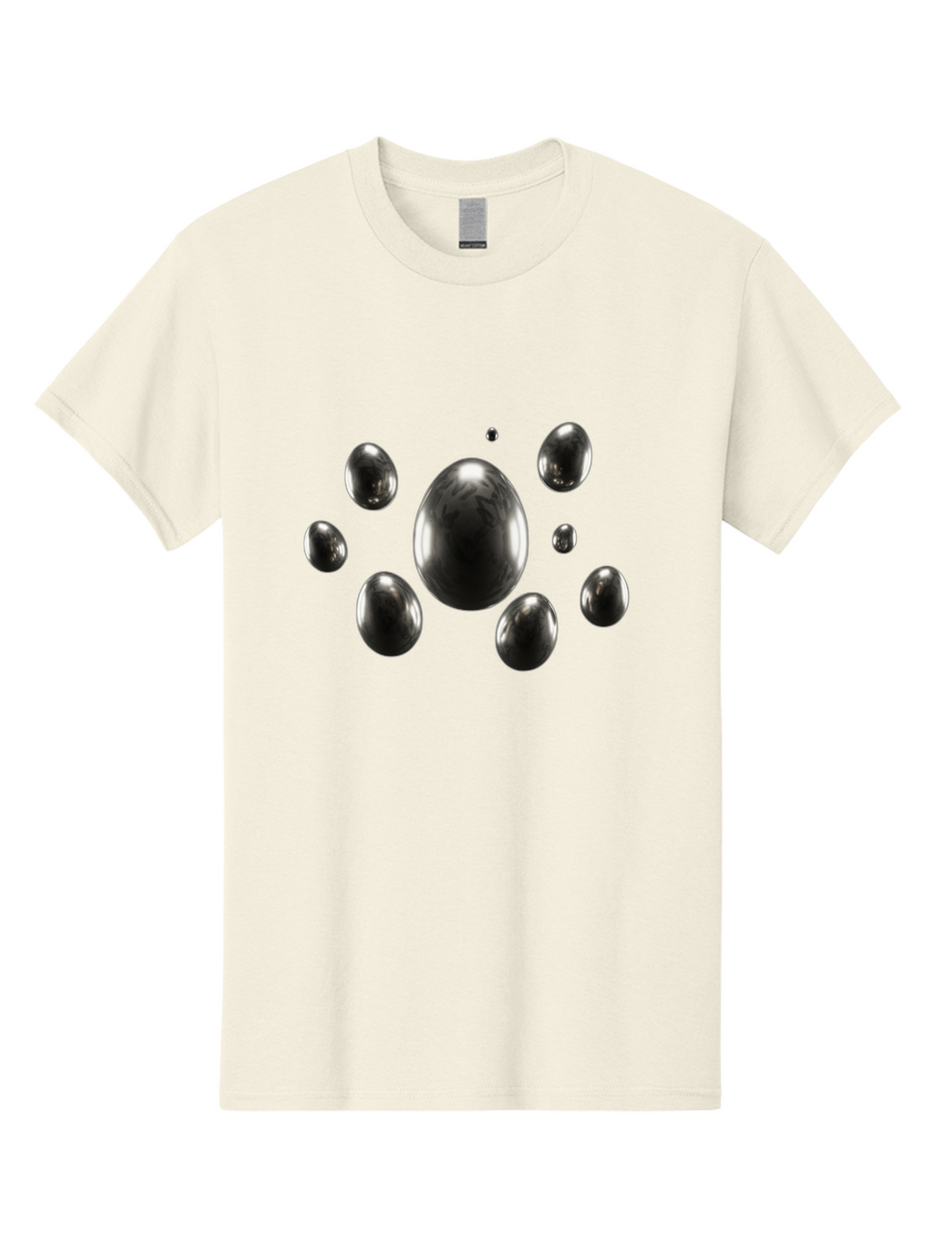 Silver-Egg Men'S Graphic Tee, 100% Cotton, Comfortable Casual Summer Wear, Machine Washable, Silver Bubbles, Shiny Spheres, Reflective Surfaces, Metallic Sheen, Bubble Cluster, Futuristic Design, Modern Elements, Abstract Shapes, 3D Rendering Bab395