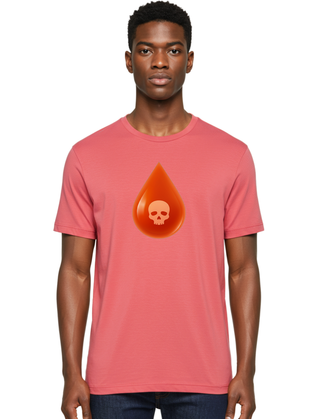 Skull-Drop Men'S Graphic Tee, 100% Cotton, Comfortable Casual Summer Wear, Machine Washable, Skull Symbol, Poison Warning, Danger Sign, Toxic Liquid, Hazardous Substance, Danger Alert, Warning Sign Bab398