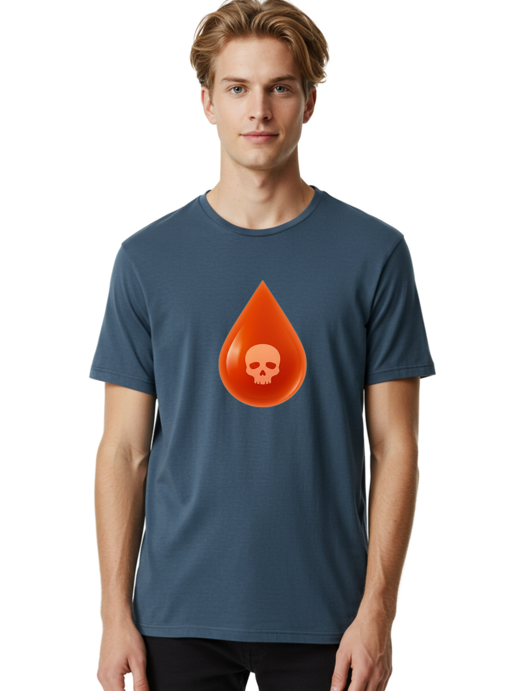 Skull-Drop Men'S Graphic Tee, 100% Cotton, Comfortable Casual Summer Wear, Machine Washable, Skull Symbol, Poison Warning, Danger Sign, Toxic Liquid, Hazardous Substance, Danger Alert, Warning Sign Bab398