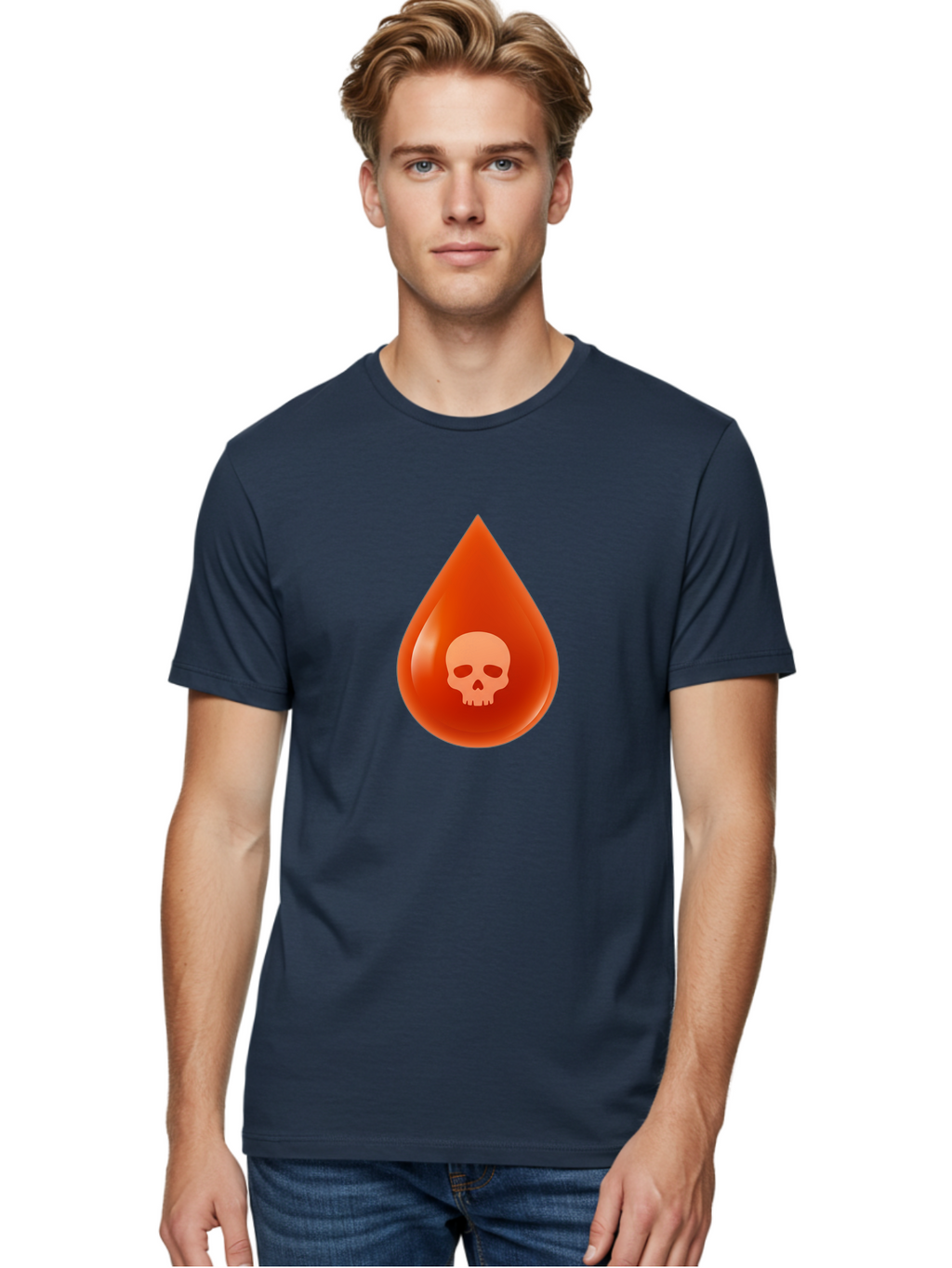 Skull-Drop Men'S Graphic Tee, 100% Cotton, Comfortable Casual Summer Wear, Machine Washable, Skull Symbol, Poison Warning, Danger Sign, Toxic Liquid, Hazardous Substance, Danger Alert, Warning Sign Bab398