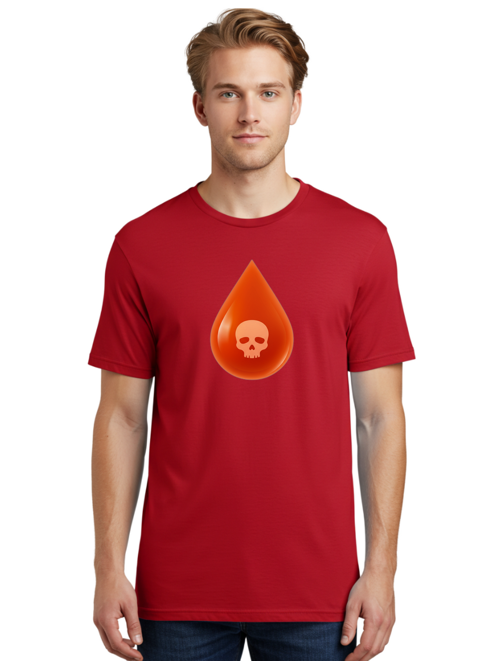 Skull-Drop Men'S Graphic Tee, 100% Cotton, Comfortable Casual Summer Wear, Machine Washable, Skull Symbol, Poison Warning, Danger Sign, Toxic Liquid, Hazardous Substance, Danger Alert, Warning Sign Bab398
