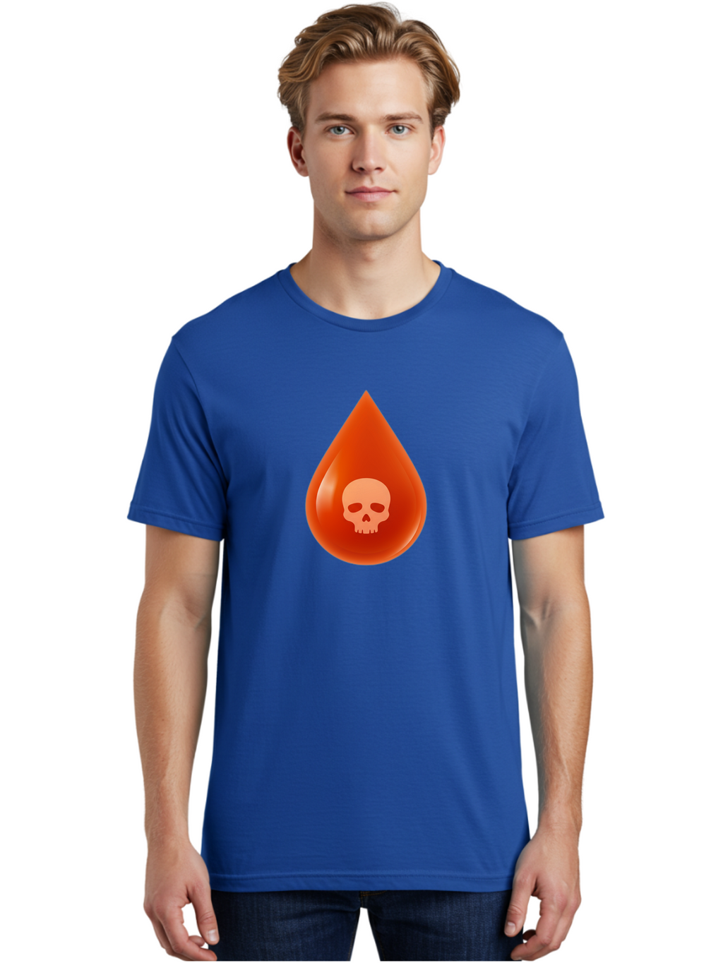 Skull-Drop Men'S Graphic Tee, 100% Cotton, Comfortable Casual Summer Wear, Machine Washable, Skull Symbol, Poison Warning, Danger Sign, Toxic Liquid, Hazardous Substance, Danger Alert, Warning Sign Bab398