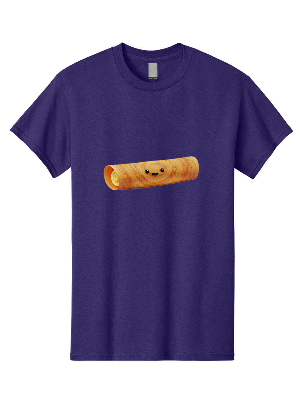 Smiling-Crepe-1 Men'S Graphic Tee, 100% Cotton, Comfortable Casual Summer Wear, Machine Washable, Crepe With Face, Happy Expression, Food Character, Sweet Treat, Crepe Roll, French Dessert, Cartoon Food, Cute Pastry, Dessert Illustration Bab409