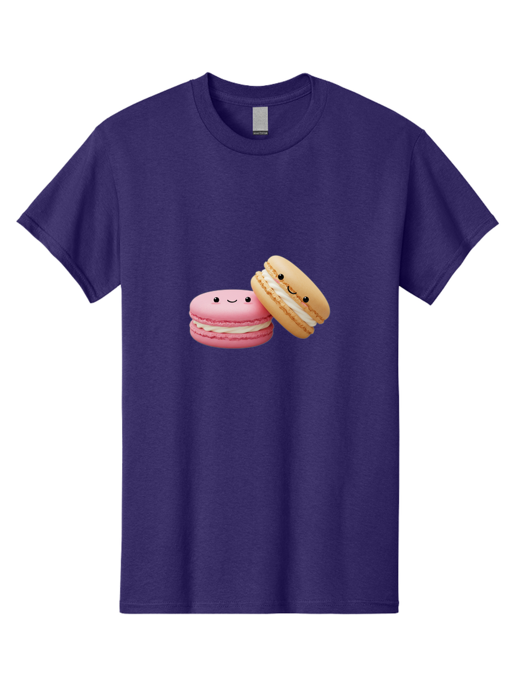Smiling-Macarons Men'S Graphic Tee, 100% Cotton, Comfortable Casual Summer Wear, Machine Washable, Pink Macaron, Beige Macaron, Smiling Faces, Cute Desserts, White Filling, Adorable Treats, French Pastries, Sweet Delights Bab424