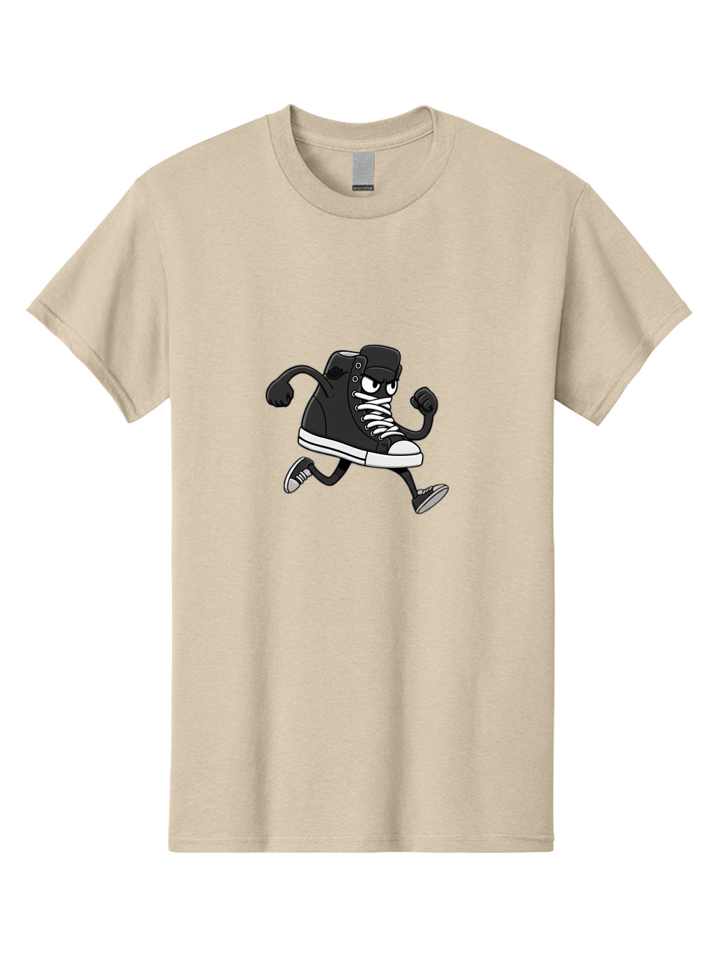 Sneaker-Character Men'S Graphic Tee, 100% Cotton, Comfortable Casual Summer Wear, Machine Washable, Cartoon Sneaker, Running Shoe, Black Converse, White Laces, Funny Character, Animated Footwear, Playful Design, Comic Illustration Bab429
