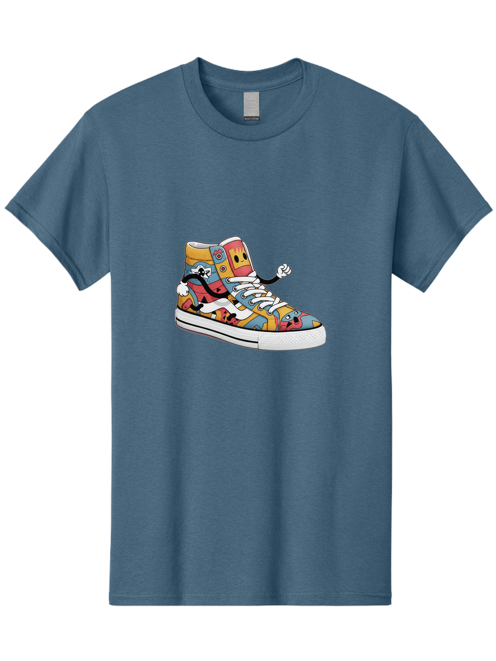 Sneaker Men'S Graphic Tee, 100% Cotton, Comfortable Casual Summer Wear, Machine Washable, Sneaker With Emojis, Cartoon Shoe, Colorful Footwear, Playful Design, Funky Style, Emoji Fashion, Streetwear, Animated Sneaker, Vibrant Colors Bab430