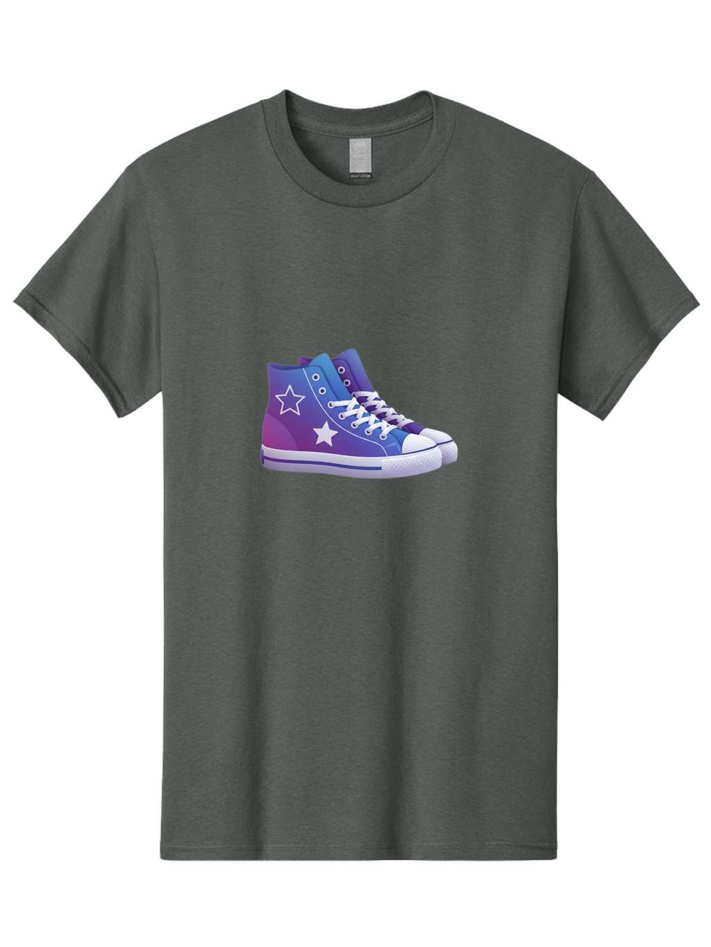 Sneakers-With-Stars Men'S Graphic Tee, 100% Cotton, Comfortable Casual Summer Wear, Machine Washable, Sneakers With Star Design, Purple Sneakers, Blue Sneakers, White Laces, Gradient Effect, Colorful Footwear, Streetwear Style, Casual Shoes, Bab433