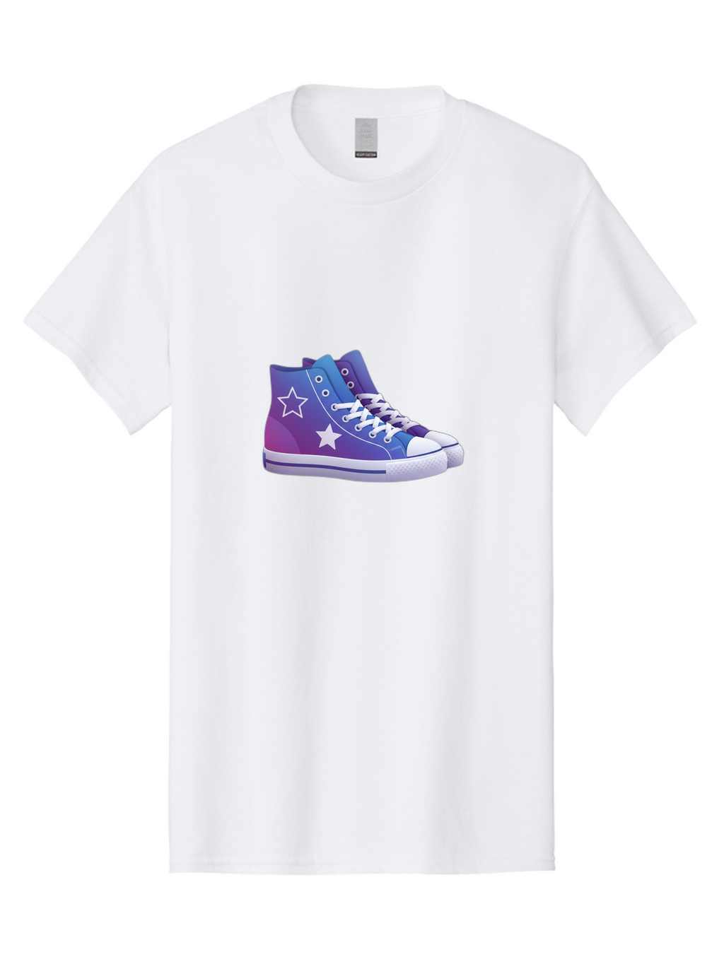 Sneakers-With-Stars Men'S Graphic Tee, 100% Cotton, Comfortable Casual Summer Wear, Machine Washable, Sneakers With Star Design, Purple Sneakers, Blue Sneakers, White Laces, Gradient Effect, Colorful Footwear, Streetwear Style, Casual Shoes, Bab433