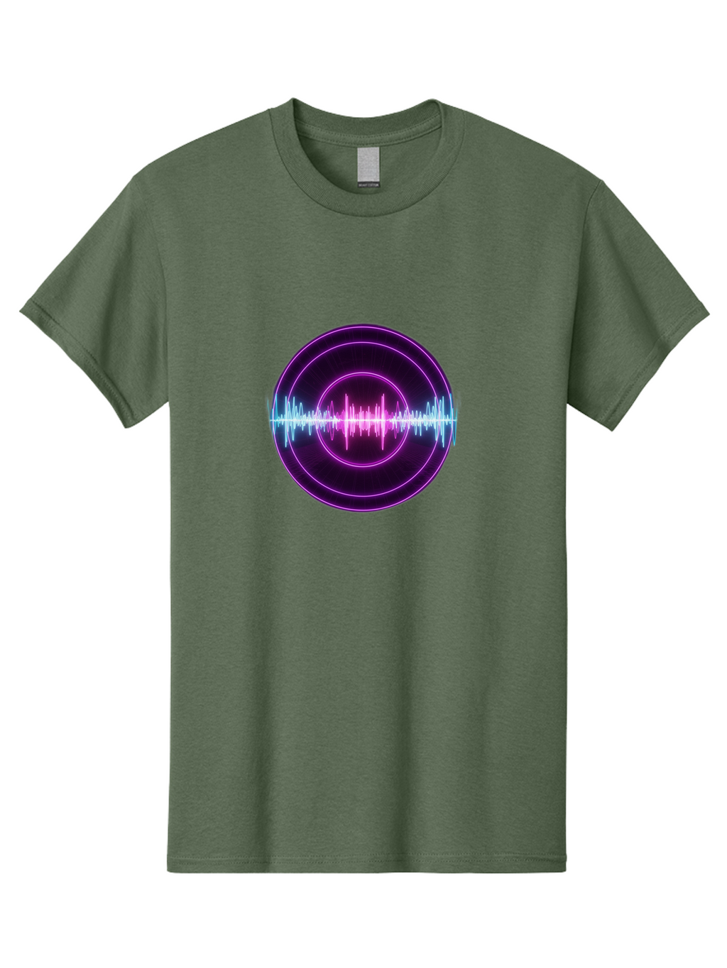 Sound-Wave Men'S Graphic Tee, 100% Cotton, Comfortable Casual Summer Wear, Machine Washable, Sound Wave, Audio Signal, Purple Neon Lights, Futuristic Design, Music Visualizer, Waveform Graphic, Digital Art, Glowing Effect Bab439