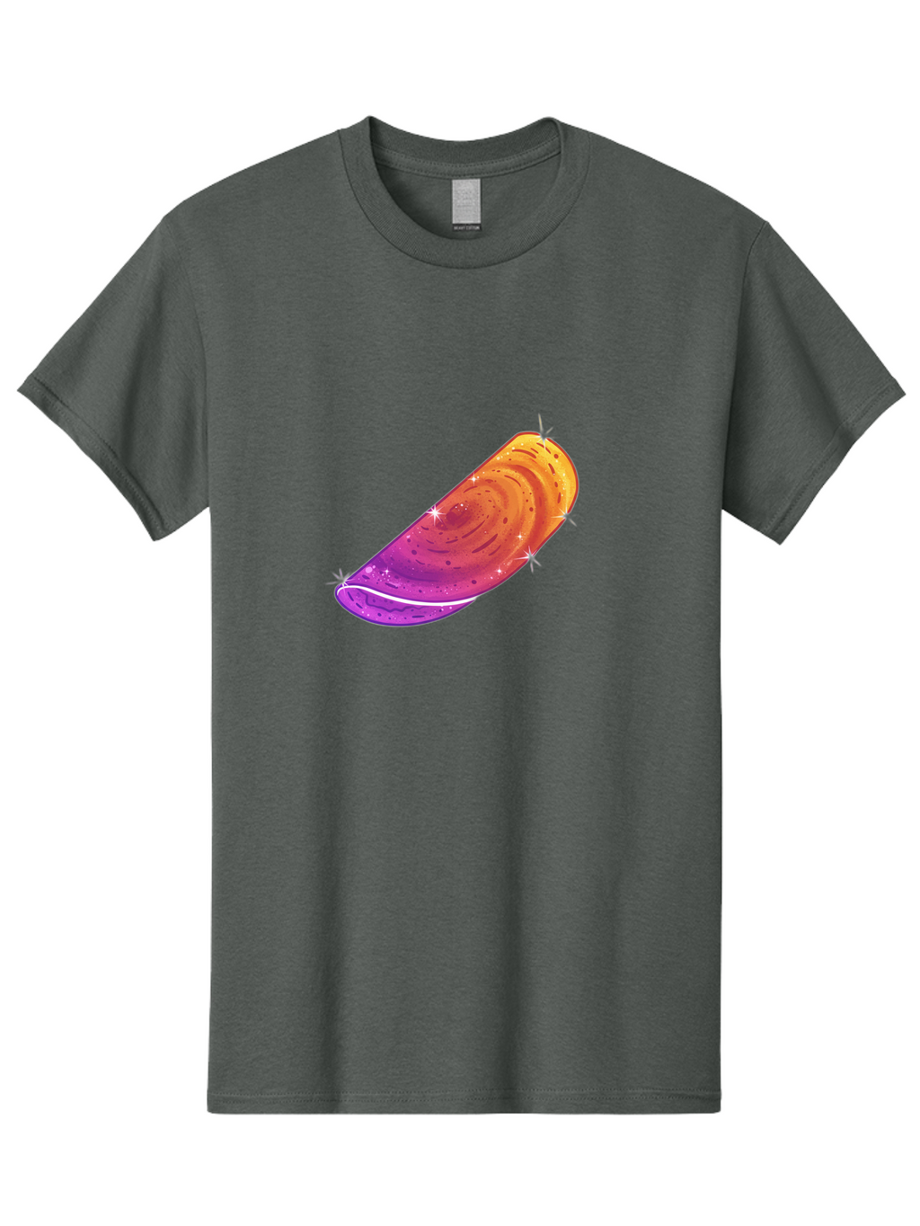 Sparkling-Dosa Men'S Graphic Tee, 100% Cotton, Comfortable Casual Summer Wear, Machine Washable, Vibrant Purple And Orange Design, Swirling Patterns, Shiny Surface, Sparkles, Mesmerizing Graphics, Abstract Art, Colorful Illustration, Bab442