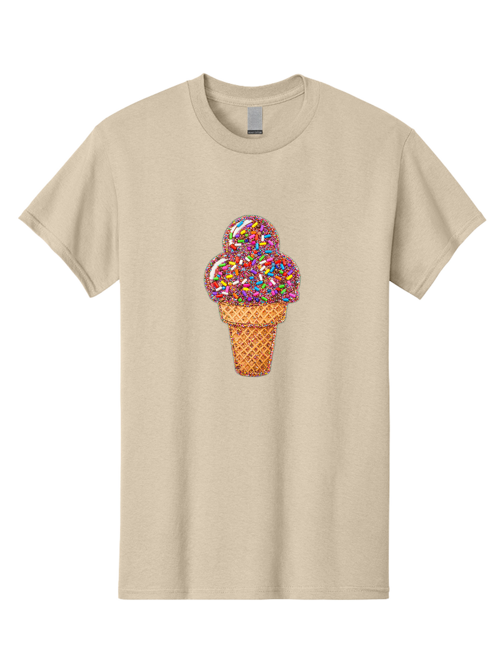 Sprinkle-Ice-Cream-Cone-1 Men'S Graphic Tee, 100% Cotton, Comfortable Casual Summer Wear, Machine Washable, Colorful Sprinkles, Ice Cream, Sweet Treats, Dessert, Waffle Cone, Rainbow Colors, Sprinkles Overload, Fun Snack, Sweet Delight, Candy, Bab443