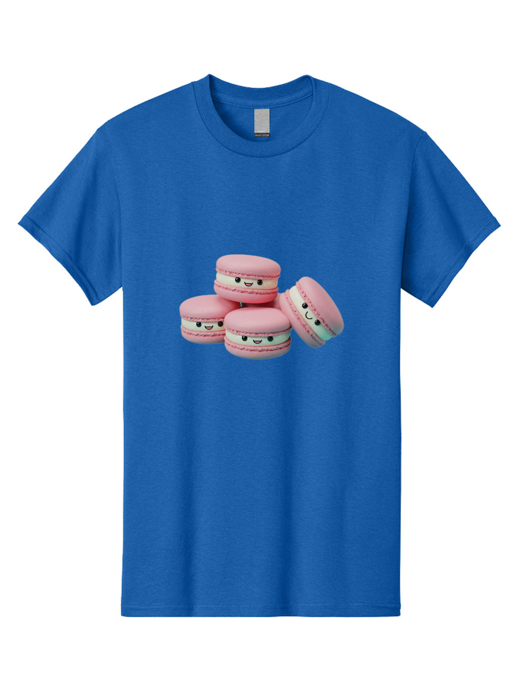 Squishy-Macarons Men'S Graphic Tee, 100% Cotton, Comfortable Casual Summer Wear, Machine Washable, Pink Macarons, Smiling Faces, Cute Desserts, Stack Of Macaroons, Sweet Treats, Adorable Faces, Tasty Macarons, Dessert Lovers, Kawaii Food Bab445