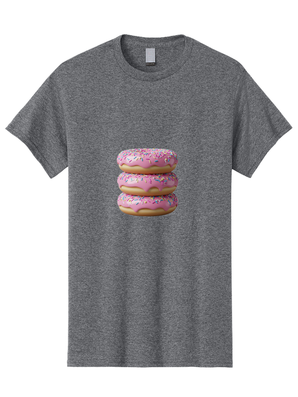 Stacked-Donuts Men'S Graphic Tee, 100% Cotton, Comfortable Casual Summer Wear, Machine Washable, Pink Frosted Donuts, Donuts With Sprinkles, Sweet Treats, Dessert Donuts, Colorful Donuts, Baked Goods, Tasty Pastries, Donut Stack, Sweet Tooth, Bab450