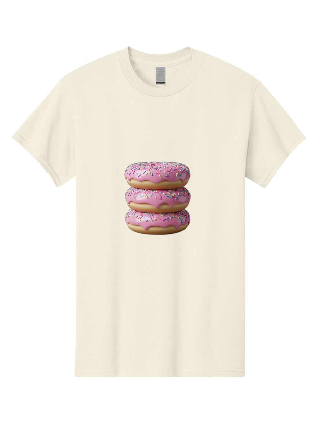 Stacked-Donuts Men'S Graphic Tee, 100% Cotton, Comfortable Casual Summer Wear, Machine Washable, Pink Frosted Donuts, Donuts With Sprinkles, Sweet Treats, Dessert Donuts, Colorful Donuts, Baked Goods, Tasty Pastries, Donut Stack, Sweet Tooth, Bab450