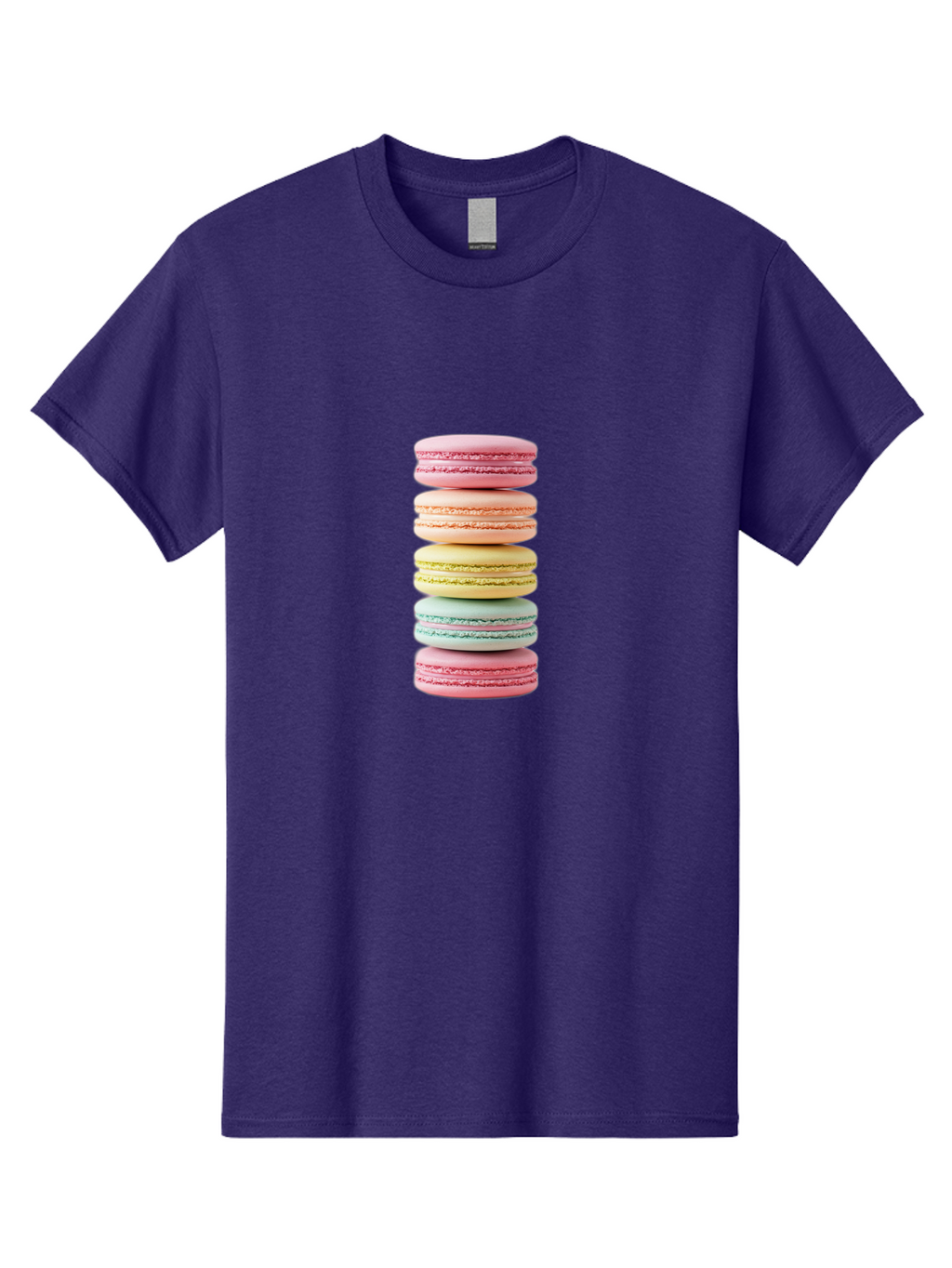 Stacked-Macarons-1 Men'S Graphic Tee, 100% Cotton, Comfortable Casual Summer Wear, Machine Washable, Colorful Macarons, Pastel Colors, Stacked Treats, Sweet Delights, Dessert Lovers, Macaron Tower, French Patisserie, Colorful Sweets, Bab451