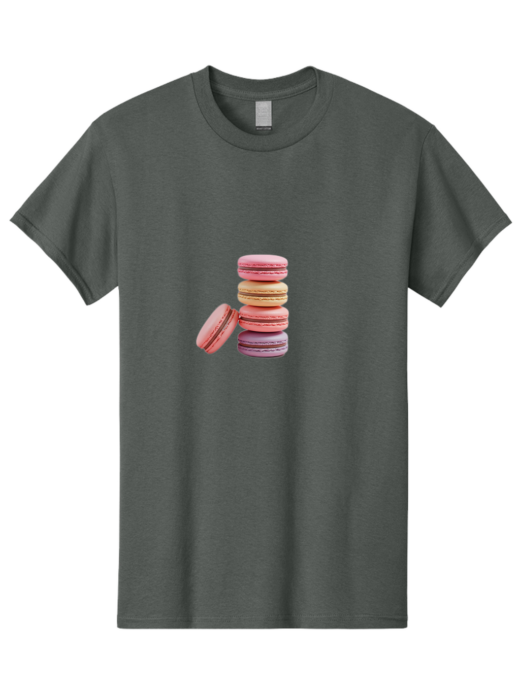 Stacked-Macarons-2 Men'S Graphic Tee, 100% Cotton, Comfortable Casual Summer Wear, Machine Washable, Assorted Macarons, Pastel Colors, French Desserts, Sweets, Desserts, Macaron Stack, Confectionery, Delicate Cookies, Sweet Treats, Bab452