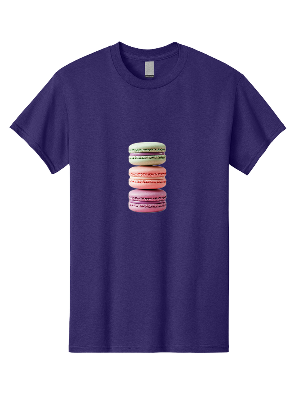 Stacked-Macarons-4 Men'S Graphic Tee, 100% Cotton, Comfortable Casual Summer Wear, Machine Washable, Pink And White Macarons, Stacked Macarons, Pastel Colors, French Desserts, Sweet Treats, Baked Goods, Delicate Texture, Creamy Filling Bab454