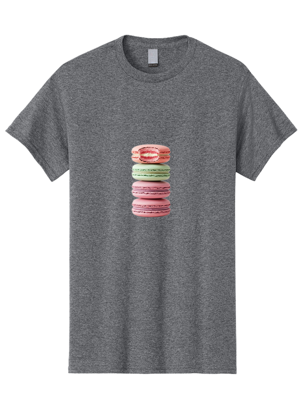 Stacked-Macarons Men'S Graphic Tee, 100% Cotton, Comfortable Casual Summer Wear, Machine Washable, Pink And Green Macarons, Stacked Macarons, French Patisserie, Sweet Treats, Delicate Desserts, Colorful Cookies, Tasty Macarons Bab455