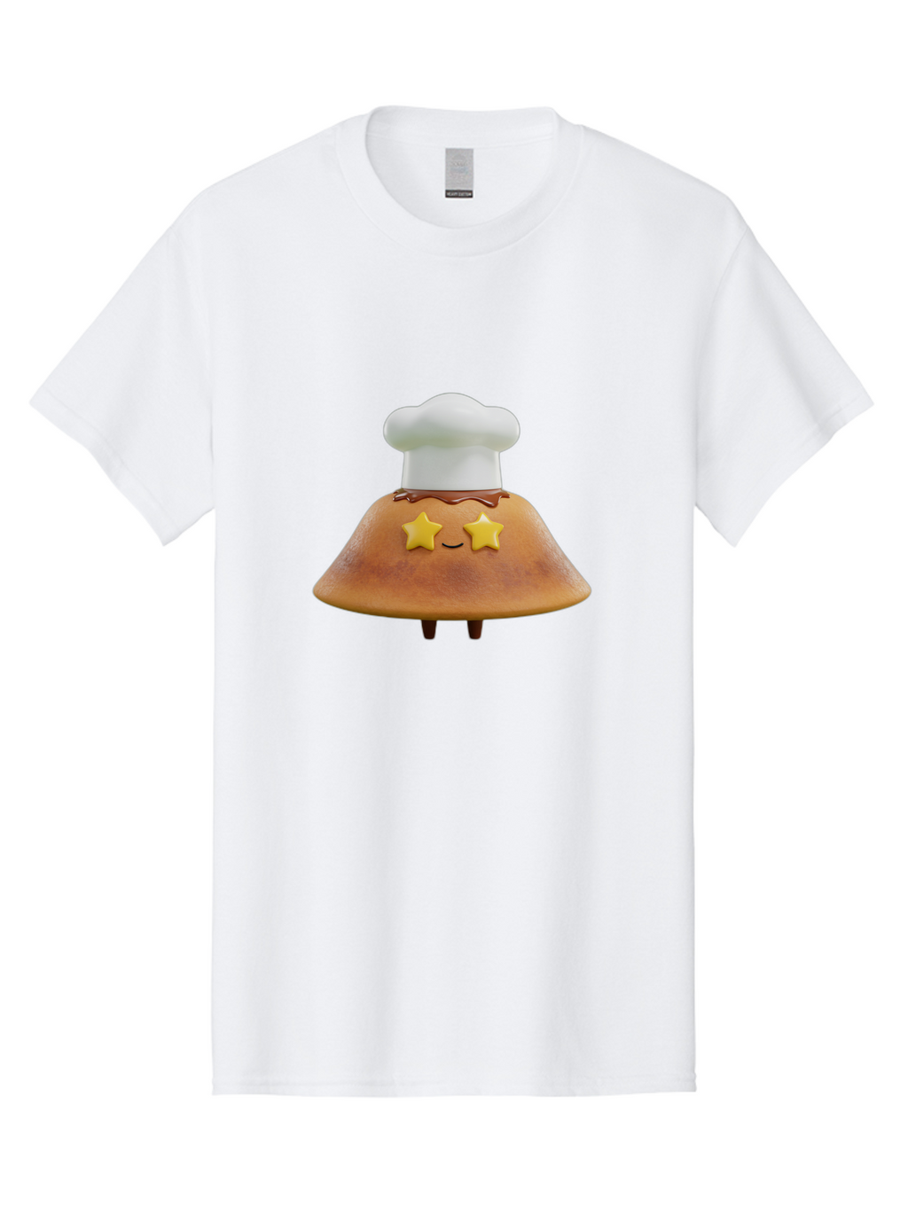 Star-Dosa Men'S Graphic Tee, 100% Cotton, Comfortable Casual Summer Wear, Machine Washable, Smiling Pancake, Chef Hat, Yellow Stars, Chocolate Sauce, Cute Breakfast Food, Adorable Cartoon Character, Fluffy Pancake, Happy Face, Breakfast Theme Bab457