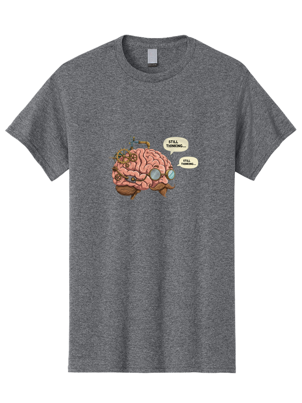 Steampunk-Brain-1 Men'S Graphic Tee, 100% Cotton, Comfortable Casual Summer Wear, Machine Washable, Steampunk Brain, Thinking Process, Problem Solving, Cognitive Function, Mental Gears, Creative Thought, Still Thinking Text, Brain Power, Bab460
