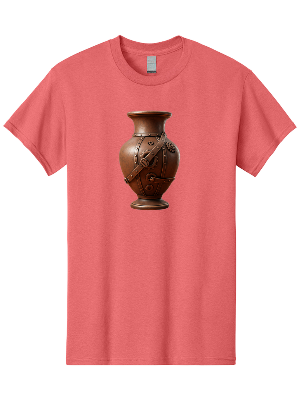 Steampunk-Vase Men'S Graphic Tee, 100% Cotton, Comfortable Casual Summer Wear, Machine Washable, Steampunk Style Vase, Antique Bronze Finish, Metallic Straps, Gear Mechanisms, Industrial Chic, Vintage Decor, Unique Art Piece, Bab464