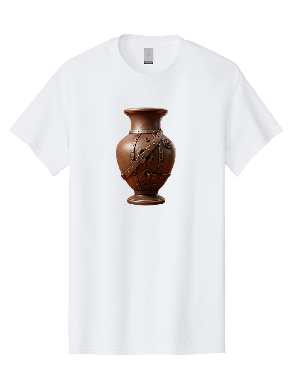 Steampunk-Vase Men'S Graphic Tee, 100% Cotton, Comfortable Casual Summer Wear, Machine Washable, Steampunk Style Vase, Antique Bronze Finish, Metallic Straps, Gear Mechanisms, Industrial Chic, Vintage Decor, Unique Art Piece, Bab464