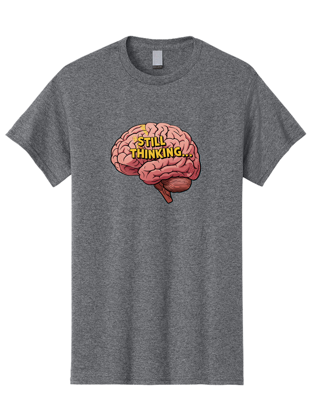 Still-Thinking-1 Men'S Graphic Tee, 100% Cotton, Comfortable Casual Summer Wear, Machine Washable, Human Brain, Thinking Process, Cognitive Function, Problem Solving, Mental Activity, Still Thinking, Cartoon Brain, Neuroscience, Bab465