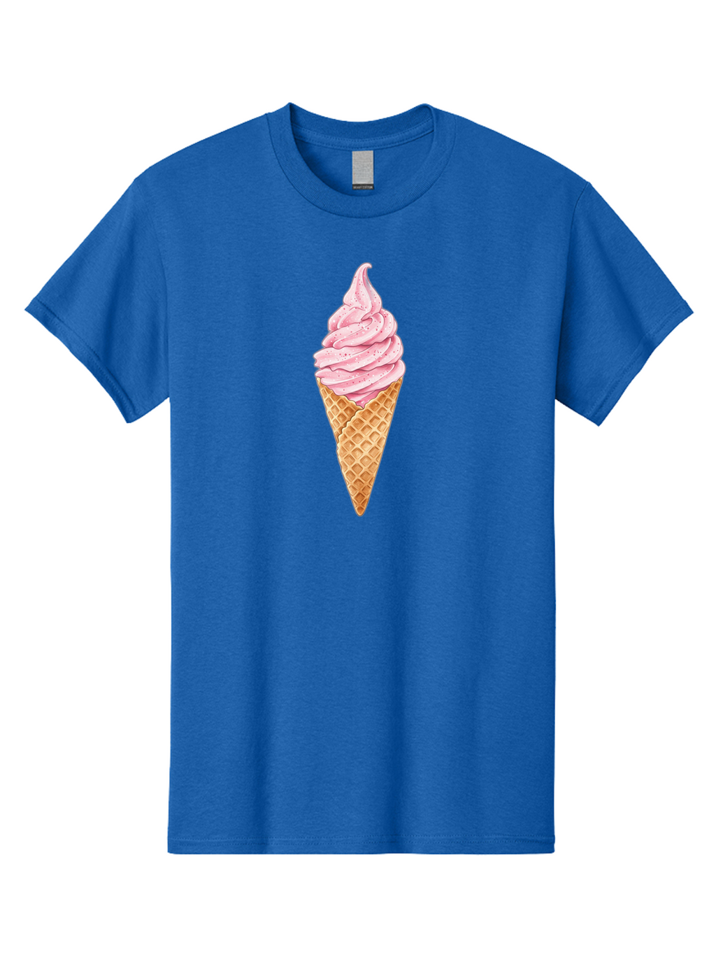 Strawberry-Soft-Serve-Cone Men'S Graphic Tee, 100% Cotton, Comfortable Casual Summer Wear, Machine Washable, Strawberry Soft-Serve Ice Cream, Waffle Cone, Sweet Treat, Dessert, Pink Ice Cream, Summer Snack, Frozen Yogurt, Cone, Ice Cream Cone Bab474