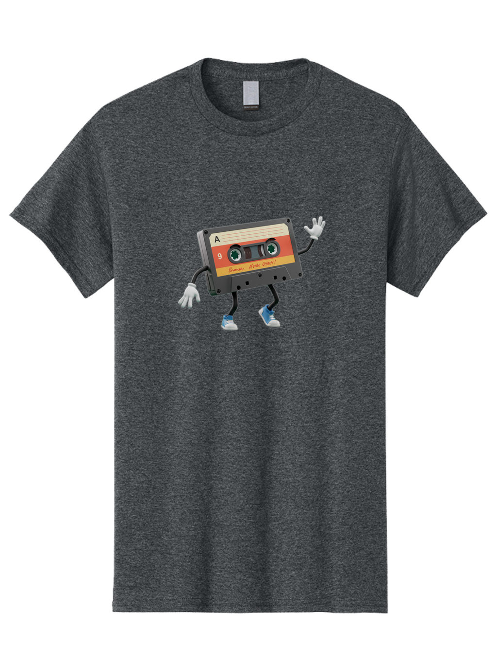 Summer-Hero-1999-Cassette Men'S Graphic Tee, 100% Cotton, Comfortable Casual Summer Wear, Machine Washable, Vintage Cassette Tape, Retro Music, Summer Hero 1999, Cartoon Character, Black And Orange Label, Nostalgic Vibe, Retro Tech, 90S Music, Bab476
