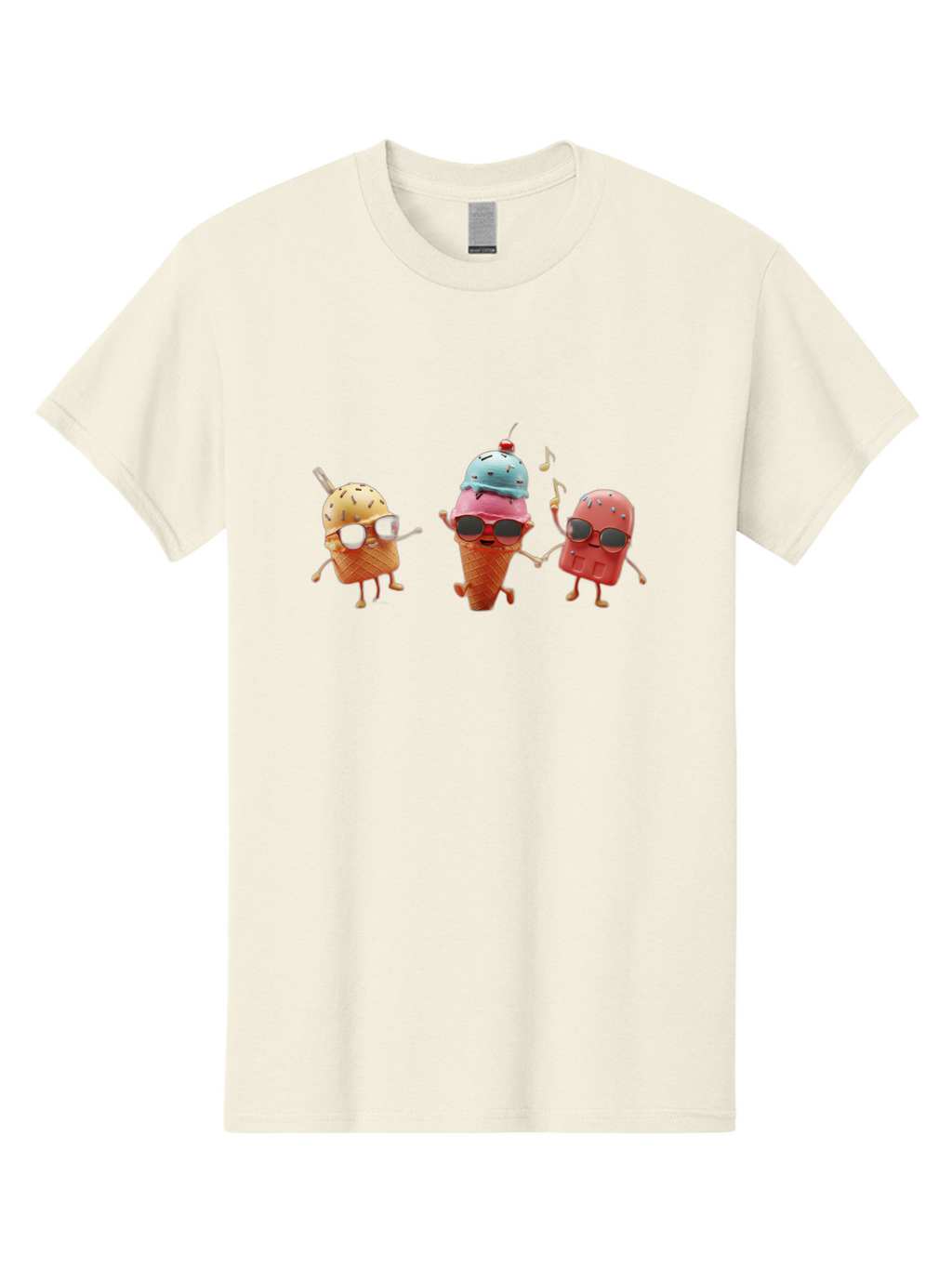 Sunglasses-Ice-Cream Men'S Graphic Tee, 100% Cotton, Comfortable Casual Summer Wear, Machine Washable, Fun Ice Cream Characters, Cool Shades, Summertime Vibes, Dancing Treats, Playful Dessert, Sweet Indulgence, Frozen Fun Bab480