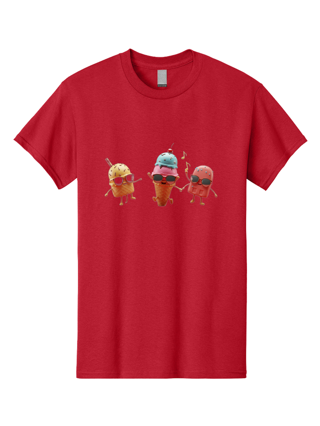 Sunglasses-Ice-Cream Men'S Graphic Tee, 100% Cotton, Comfortable Casual Summer Wear, Machine Washable, Fun Ice Cream Characters, Cool Shades, Summertime Vibes, Dancing Treats, Playful Dessert, Sweet Indulgence, Frozen Fun Bab480
