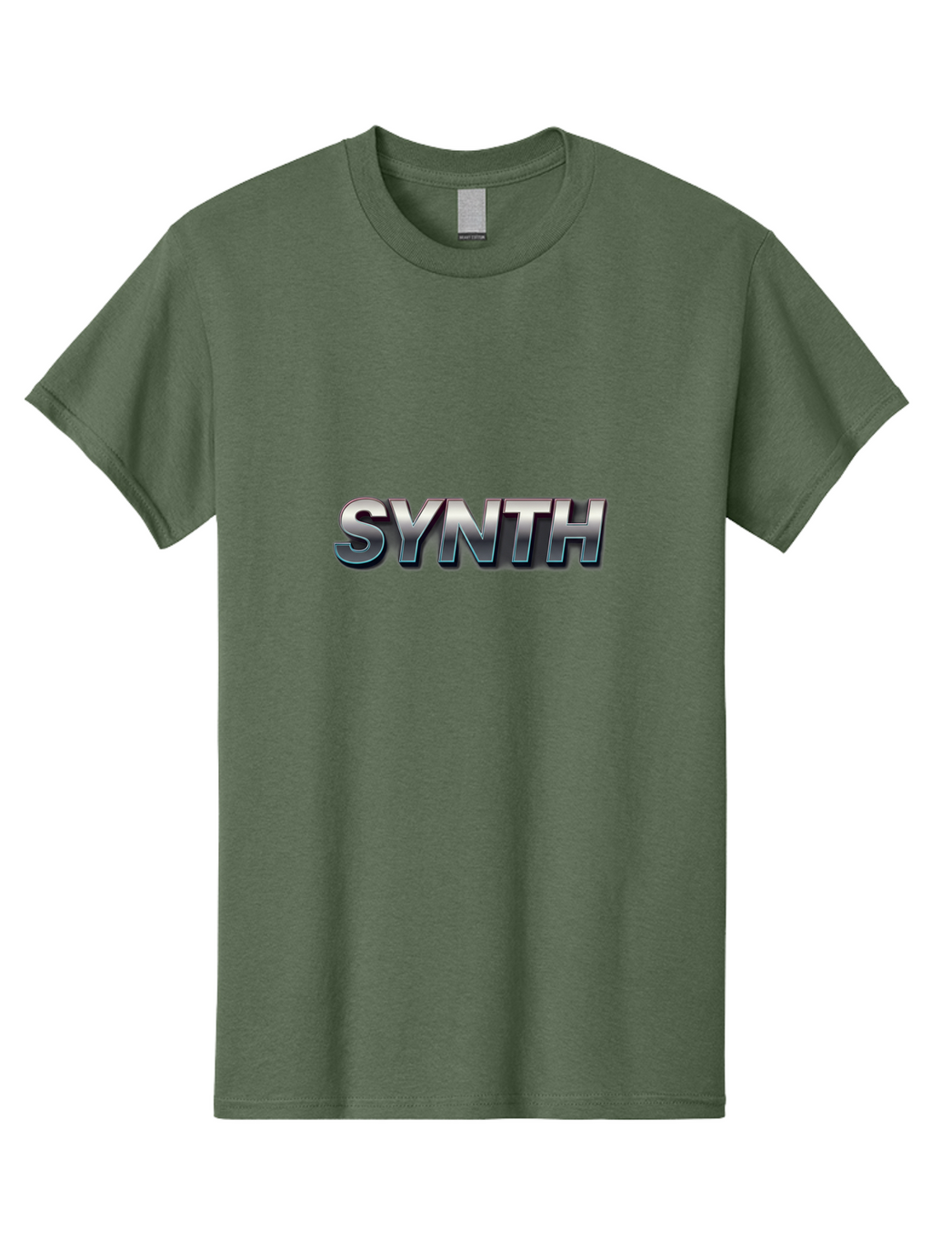 Synth Men'S Graphic Tee, 100% Cotton, Comfortable Casual Summer Wear, Machine Washable, Synth, Silver Text, Bold Font, Chrome Effect, Metallic Sheen, Futuristic Design, Modern Typography, Tech-Inspired Graphic Bab483