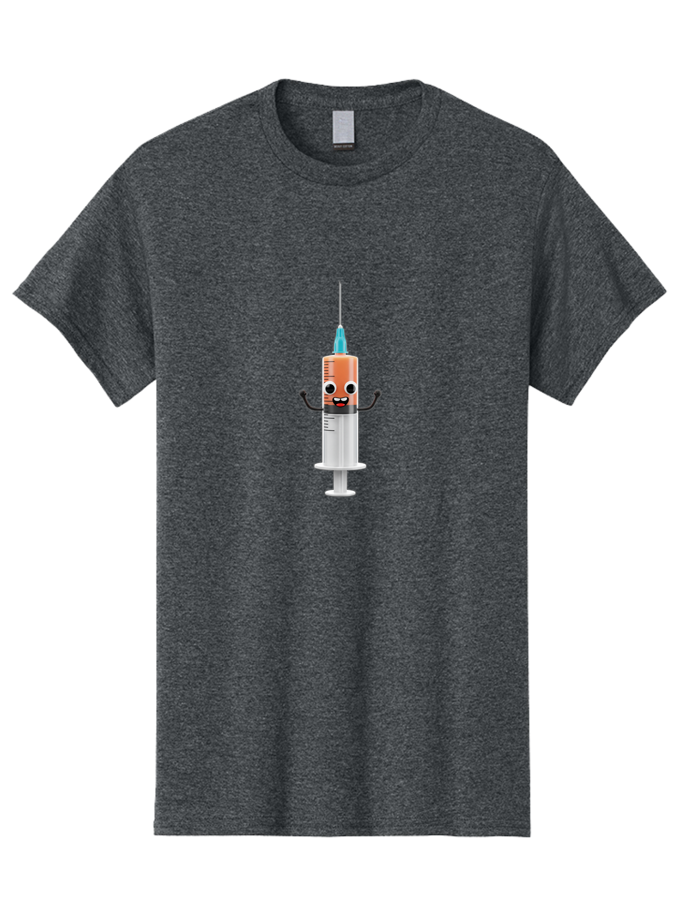 Syringe-Cartoon-Character Men'S Graphic Tee, 100% Cotton, Comfortable Casual Summer Wear, Machine Washable, Syringe Character, Vaccination, Medical Symbol, Cartoon Character, Funny Syringe, Immunization, Vaccine Representation, Health Care Bab484